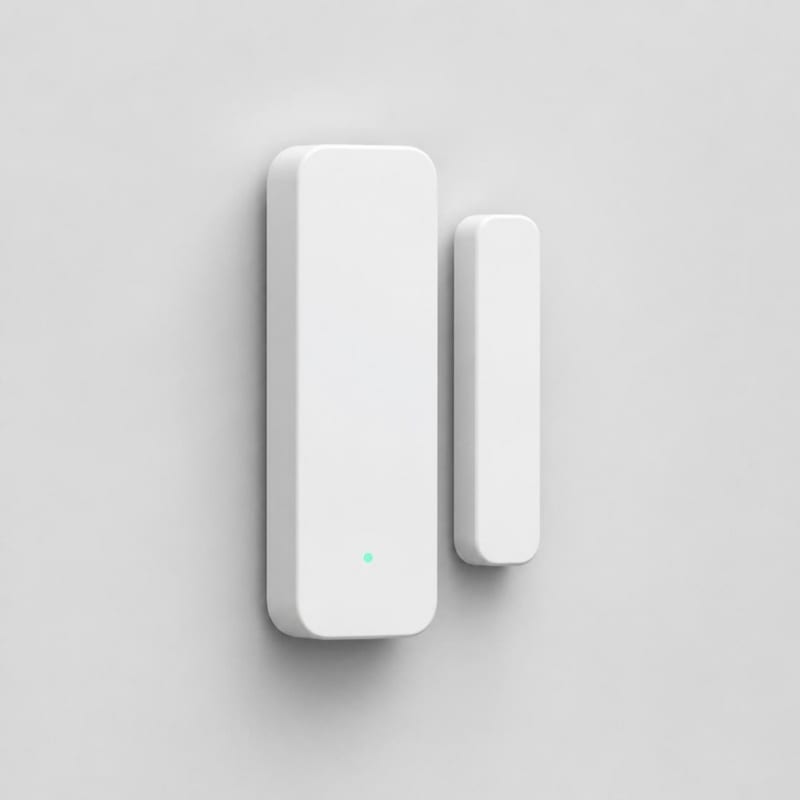 360 Security door and window sensor installed on a white window frame